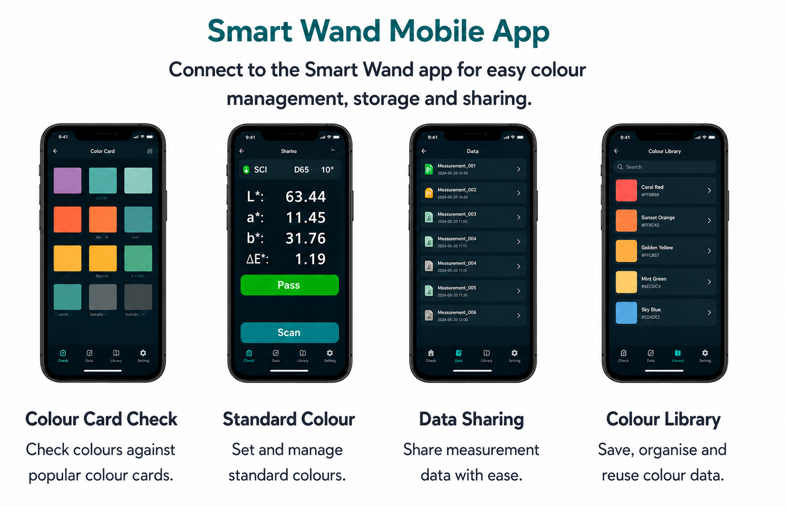 Smart Wand Mobile App screens